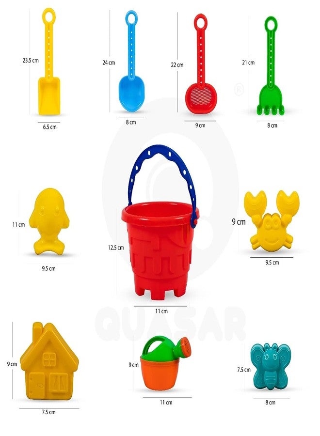 Quasar Beach Castle Water Tools Toys Sand Game Kids Beach Toys, Sand Toys for Kids Beach Toy Bucket, Sand Garden Pretend Play Set Best Gift Your Children (10 Pcs Beach Set) - Image 3